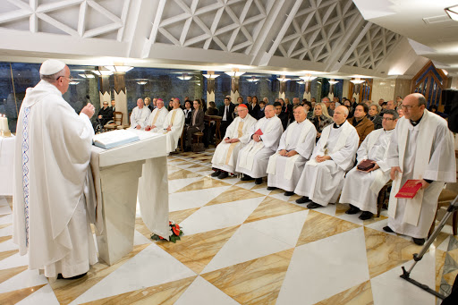 Pope Francis celebrates a Mass in the church of Santa Marta &#8211; it