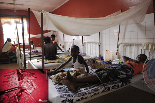 Children sit in hospital beds in a ward in Bangui &#8211; it