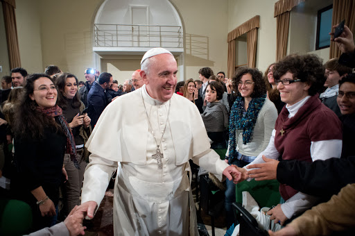 Pope Francis during a pastoral visit in the parish of the Sacro Cuore di Gesù