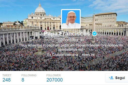 Account twitter Pope Francis @pontifex_ln