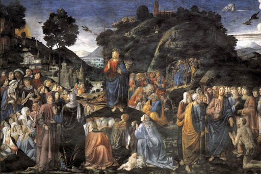 Jesus delivers the Eight Beatitudes (Sermon on the Mount) &#8211; by ROSSELLI, Cosimo &#8211; from Cappella Sistina, Vatican &#8211; it