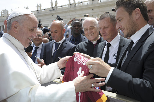 Pope Francis with Francesco Totti