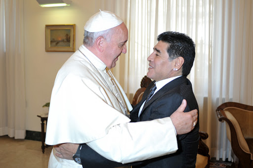 Pope Francis with Diego Armando Maradona