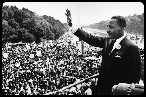 Martin Luther King Jr. addresses a crowd from the steps of the Lincoln Memorial where he delivered his famous, “I Have a Dream,” speech during the Aug. 28, 1963, march on Washington, D.C. &#8211; it
