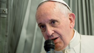 Pope Francis during the press conference on the papal flight – CPP