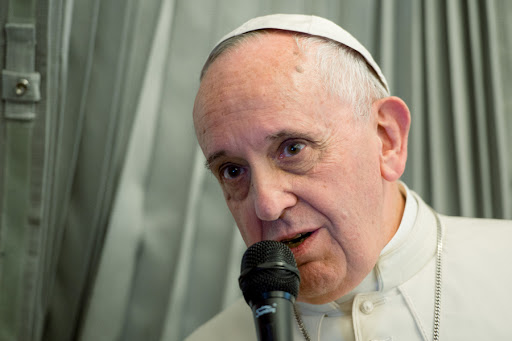 Pope Francis during the press conference on the papal flight &#8211; CPP