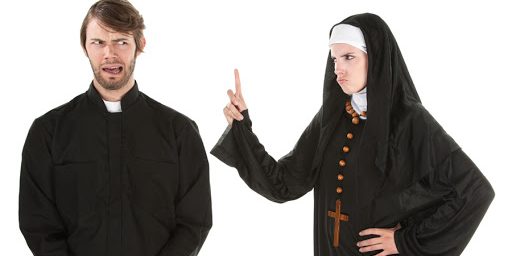 A young Catholic priest and nun