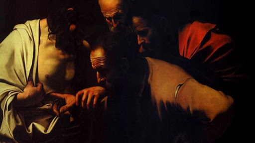 &#8220;Incredulità di San Tommaso&#8221;, Michelangelo Merisi da Caravaggio (Bildergalerie, Potsdam).