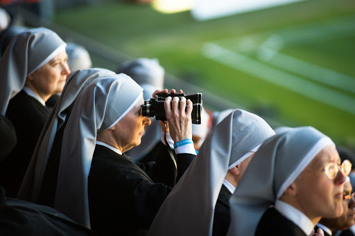 Nuns at Outdoor Stadium Mass &#8211; it