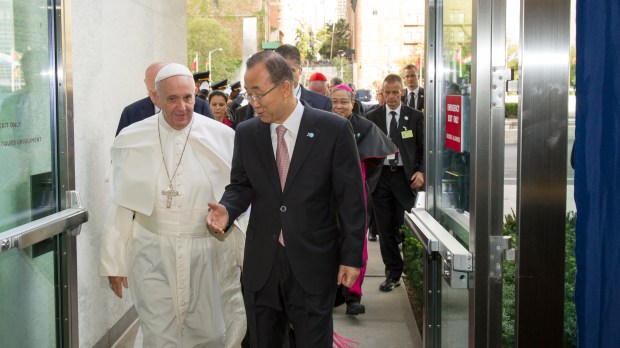Pope arrives at the UN