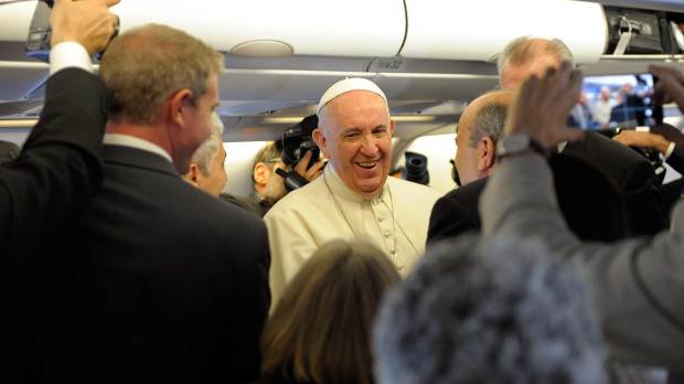 Pope Francis on plane to Habana with journalist