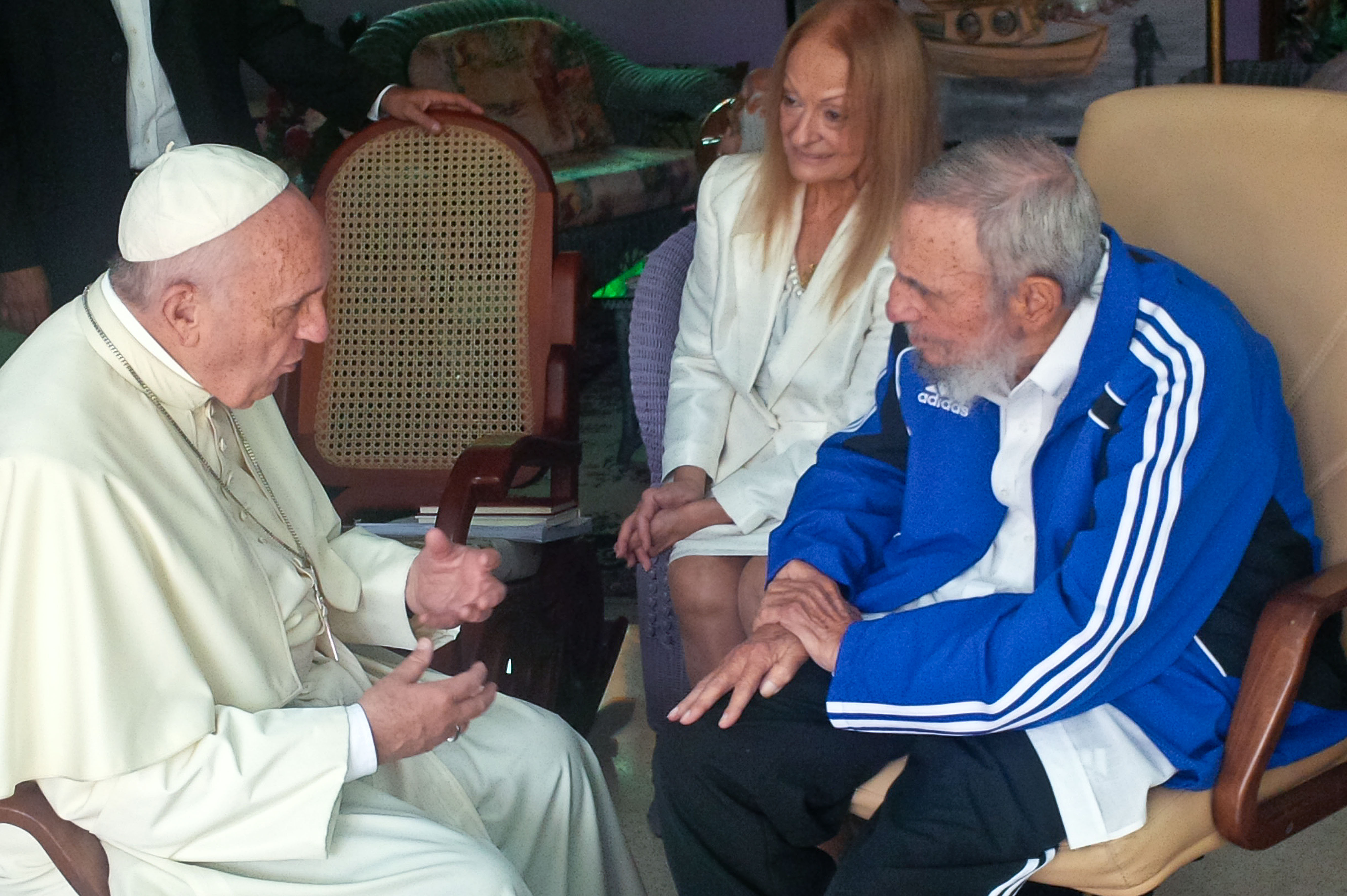 September 20 2015 : Pope Francis meets Fidel Castro at his home in Havana, Cuba.