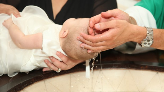 Newborn baby water baptism ritual