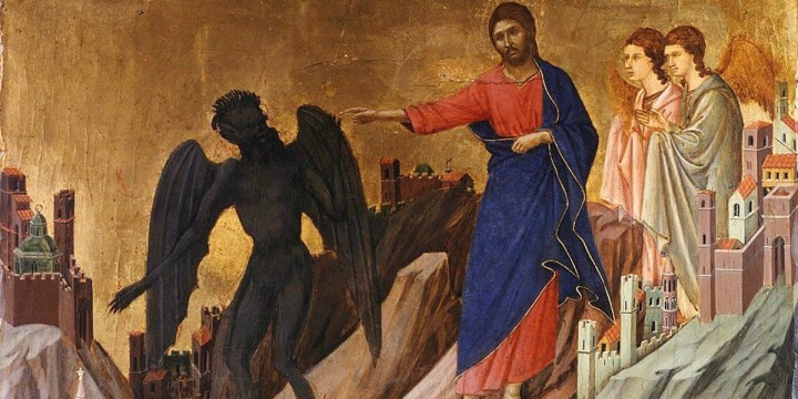 WEB3 DUCCIO THE TEMPTATION ON THE MOUNT JESUS DEVIL PAGANISM Duccio di Buoninsegna PD