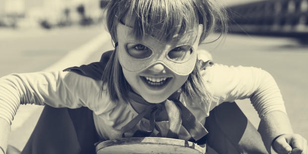 WEB3 LITTLE GIRL MASK FUN HAPPY PLAYING Shutterstock