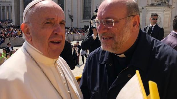 Pope Francis with fr. Fortunato Di Noto