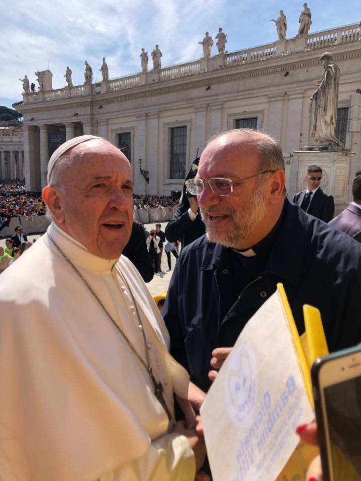 Pope Francis with fr. Fortunato Di Noto