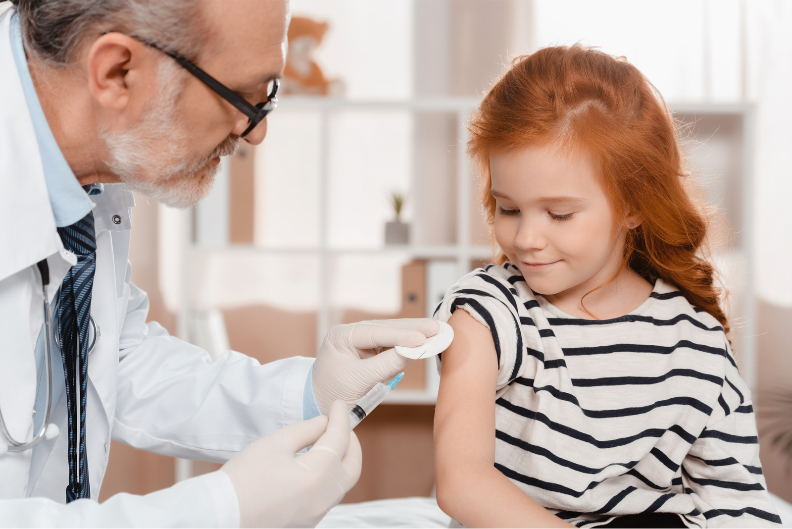 doctor little girl injection