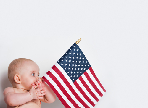 CHILD, AMERICAN, FLAG