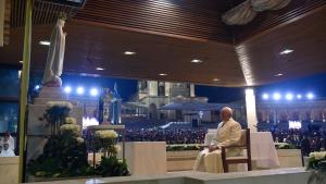 Pope-Francis-sitting-in-front-of-the-image-of-Our-Lady-of-Fatima-AFP