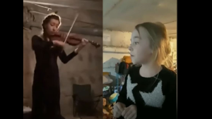 violinista e bimba nei bunker ucraini