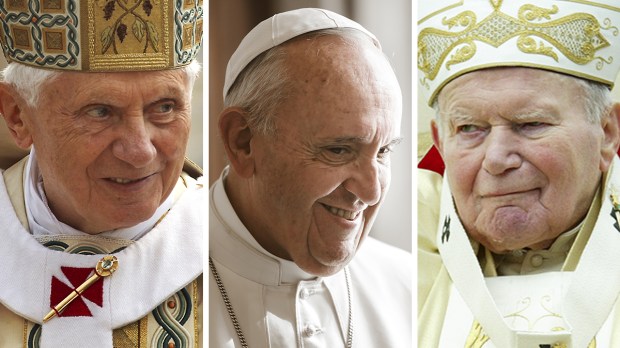 THREE POPES BENEDICT XVI FRANCIS AND JOHN PAUL II