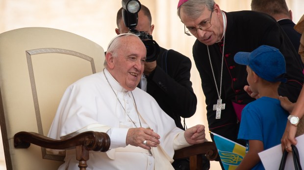 Pope Francis during his weekly general audience in saint peter's square - June 22 2022