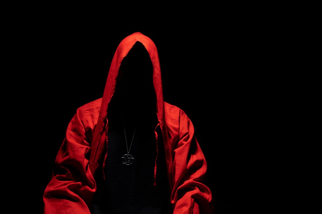 Devil Satan red black hooded man